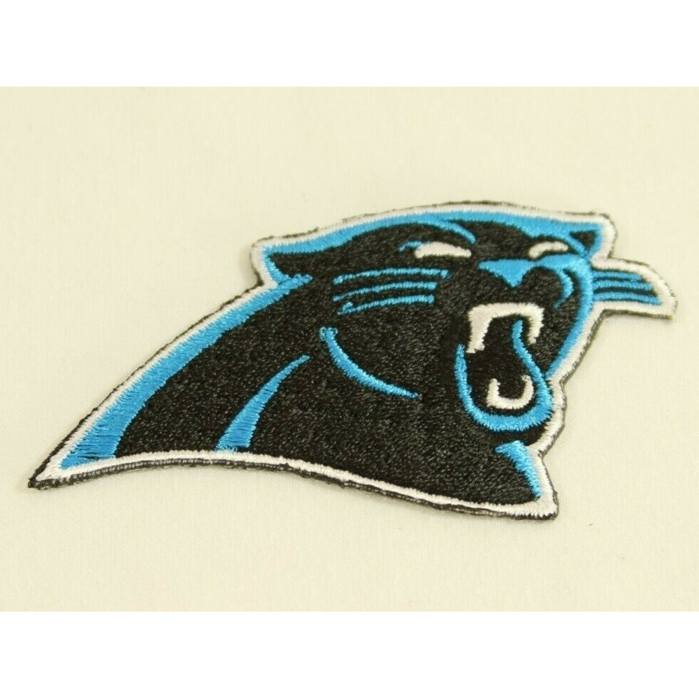 Carolina Panthers NFL Embroidered Iron On Patch Logo Blue Black 3 x 1.5 Inch